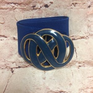 VINTAGE Day Lor Elastic Waist Blue Enamel Belt